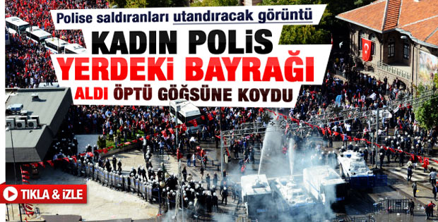 Kadın çevik Türk bayrağını yerden alıp öptü