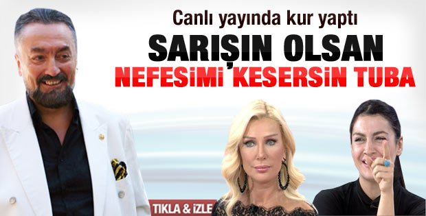 Canlı yayında Adnan Oktar'dan Tuba Ekinci'ye kur