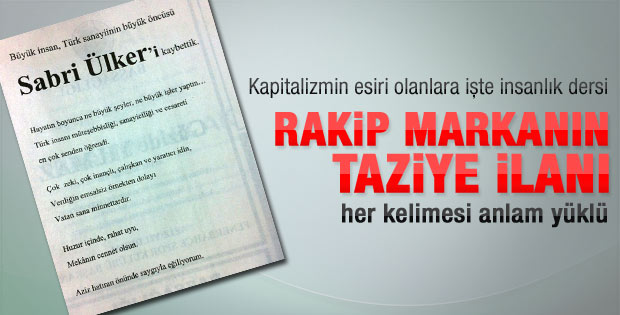 Sabri Ülker'in ardından verilen en anlamlı ilan