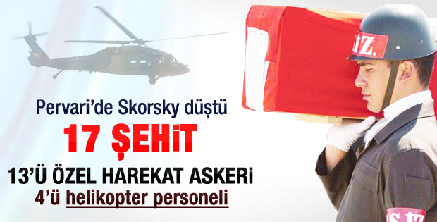 Siirt'te helikopter düştü 17 asker şehit