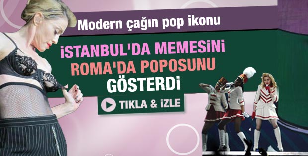 Madonna Roma konserinde poposunu gösterdi - Video