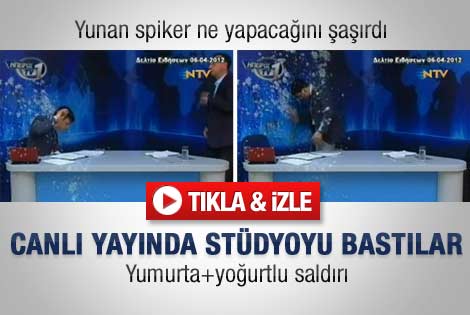 Yunan spikerin canlı yayındaki zor anları