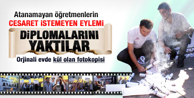 Fotokopi diploma yakarak protesto ettiler