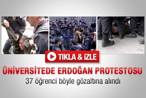 İçeride Erdoğan konuştu dışarıda gözaltı vardı