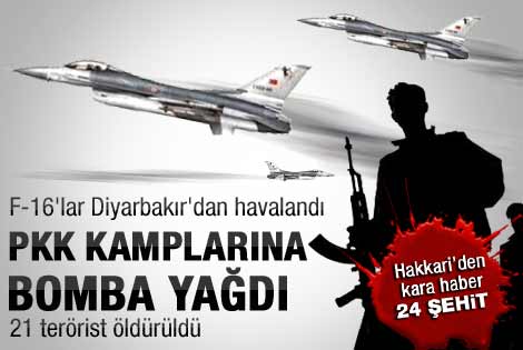 Savaş uçakları PKK kamplarını bombalıyor