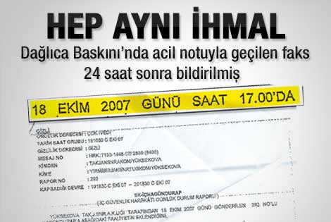Dağlıca'dan çekilen acil notu 24 saat sonra bildirilmiş