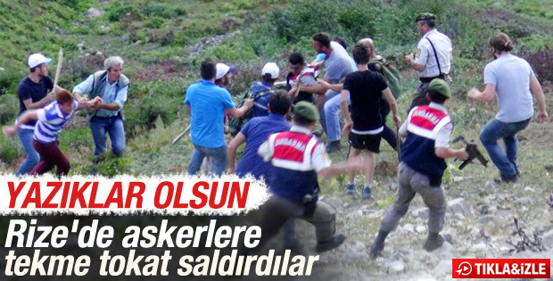 Rize'de köylüler askere saldırdı
