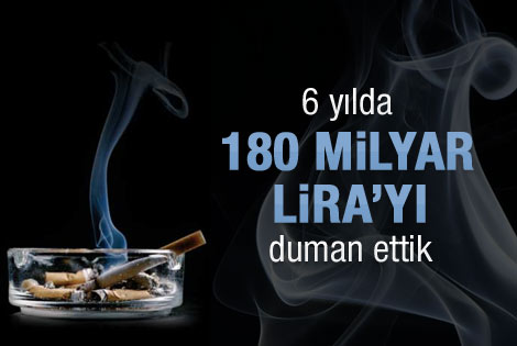Sigaraya 6 yılda 180 milyar lira harcadık