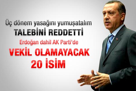 Başbakan Erdoğan üç dönem talebine resti çekti