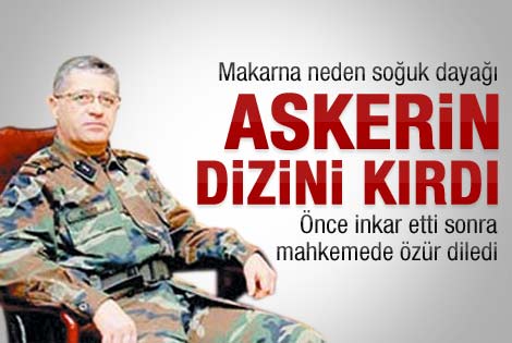 Albay makarna soğuk diye askerin dizini kırdı