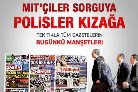 9 Şubat 2012 günün gazete manşetleri