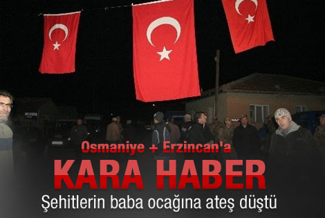 Şehitlerin baba ocağına ateş düştü