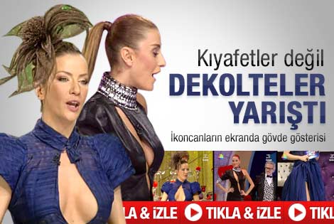 Özge'yi çarpraz dekoltesi zorladı