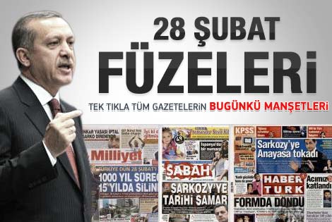 29 Şubat 2012 günün gazete manşetleri