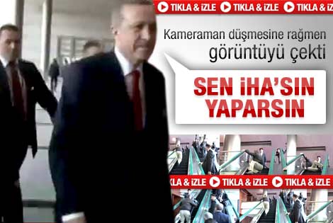 Kameramanın azmi Erdoğan'ı güldürdü - Video
