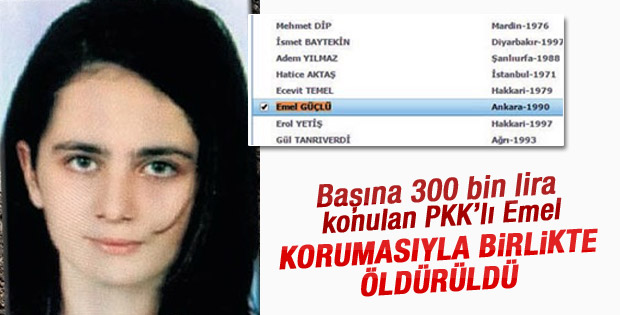 Başına 300 bin lira konan terörist öldürüldü