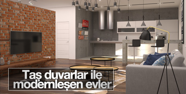 Dekorasyonda patlatma taş duvar modası