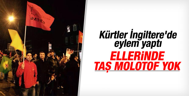 İngiltere'de taşsız molotofsuz Kobani eylemi