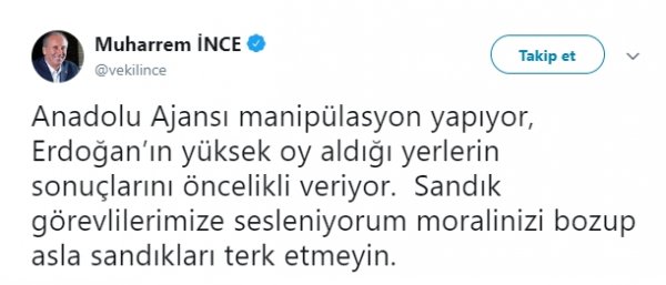 Muharrem İnce'den sandık çağrısı