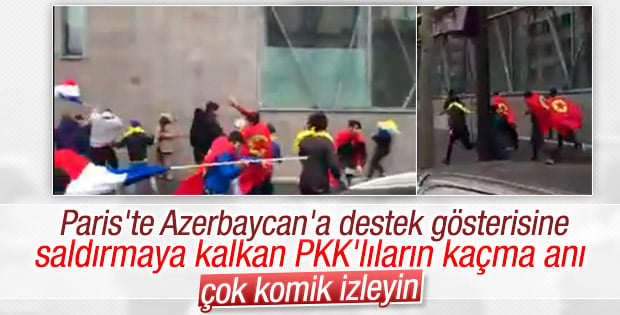 Paris'te Azerilere saldıran PKK'lıların kaçtığı anlar