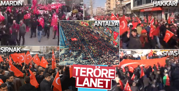 Yurdun dört bir yanında ’teröre lanet’ yürüyüşleri