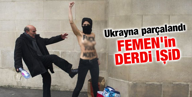 FEMEN IŞİD bayrağını yaktı