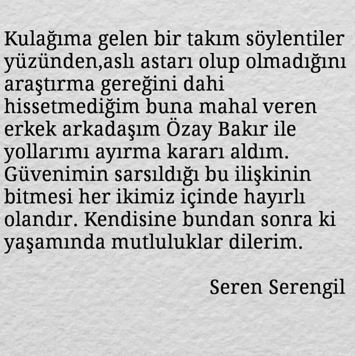 Seren Serengil sevgilisini terk etti