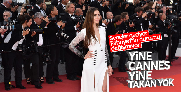 Cannes'a katılan Fahriye Evcen'i kameralar yine görmedi