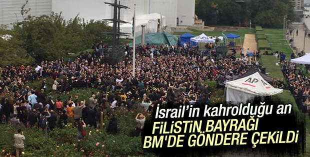 Filistin bayrağı BM'de göndere çekildi
