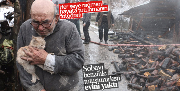 Sobayı benzinle tutuştururken evi yandı