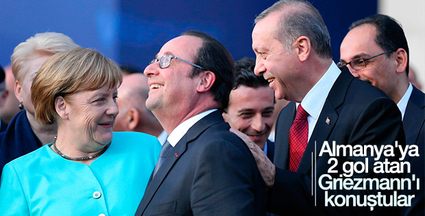 Erdoğan, Merkel ve Hollande'ın futbol sohbeti
