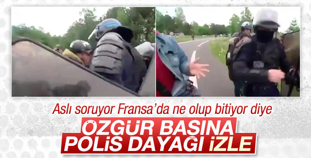 Fransız polisi görüntü alan gazetecileri hırpaladı İZLE