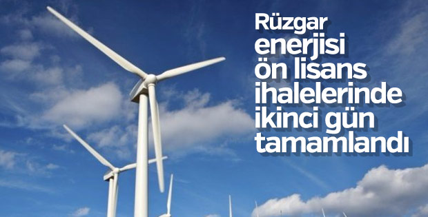 Rüzgar enerjisi ön lisans ihalelerinde ikinci gün tamamlandı
