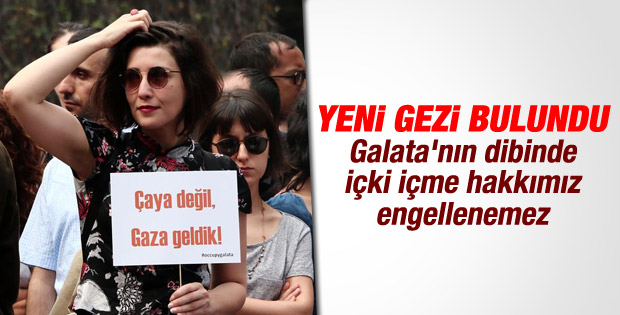 Galata Kulesi'nin altında çay ocağı eylemi