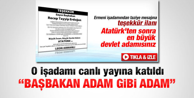 Gazeteye ilan veren Ermeni işadamı canlı yayına katıldı
