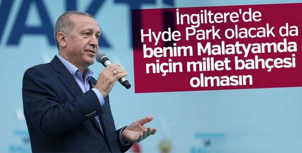 Erdoğan'dan Malatya'ya millet bahçesi müjdesi