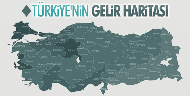 Türkiye'de şehirlere göre gelir dağılımı