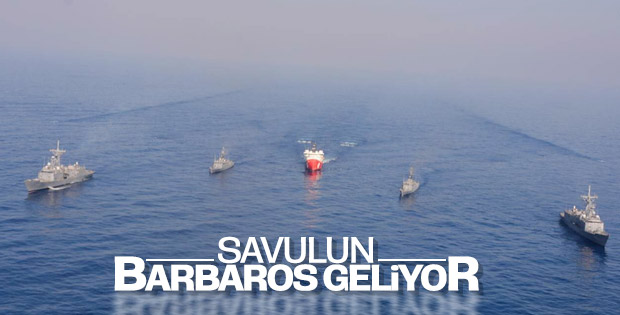 Barbaros sismik araştırma gemisi tam korumayla çalışıyor