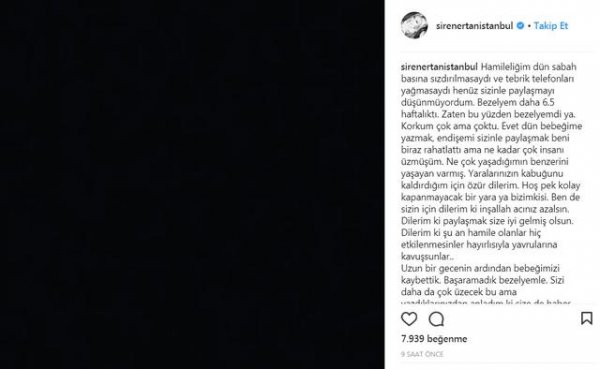 Siren Ertan bebeğini kaybetti 