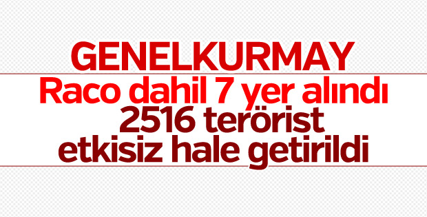 TSK: 2516 terörist etkisiz hale getirildi