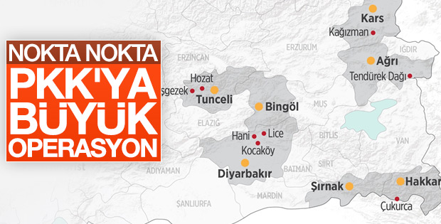PKK'ya 12 bölgede büyük operasyon