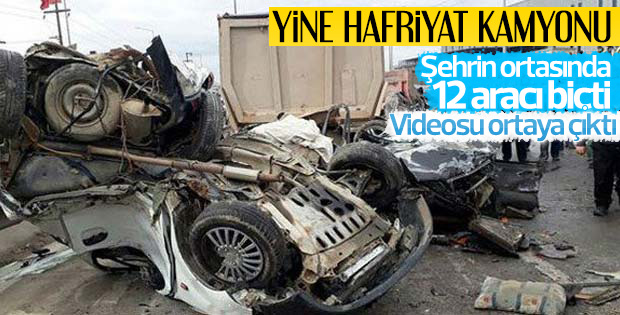 Bir kişinin öldüğü hafriyat kamyonu faciası kamerada