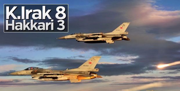 Kuzey Irak'ta 8, Hakkari'de 3 terörist etkisiz hale getirildi