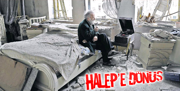 Halep'te yıkılan mahallesine dönen adam