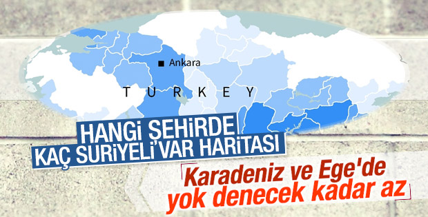Türkiye'deki mültecilerin dağılım haritası