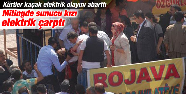 HDP'nin mitinginde sunucuyu elektrik çarptı