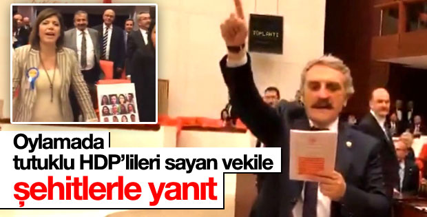TBMM'de tutuklu HDP'lileri sayan vekile şehitlerle yanıt