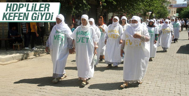 Şırnak'ta HDP ve DBP'liler kefenle yürüdü
