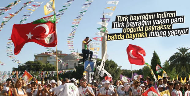 HDP batı şehirlerinde Türk bayrağı kullanıyor