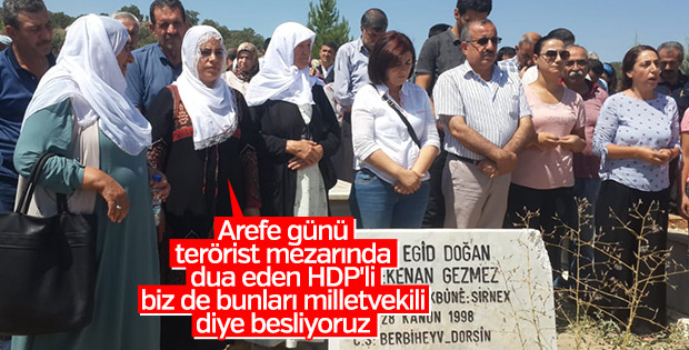 Arefe günü terörist mezarını ziyaret eden HDP'li vekil